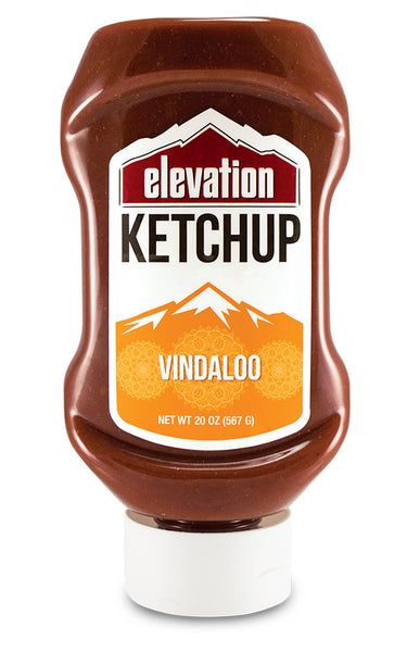 Organic ketchup with vindaloo spices in a 20 oz. squeeze bottle